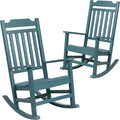 Flash Furniture Set of 2 Winston All-Weather Rocking Chair in Teal Faux Wood