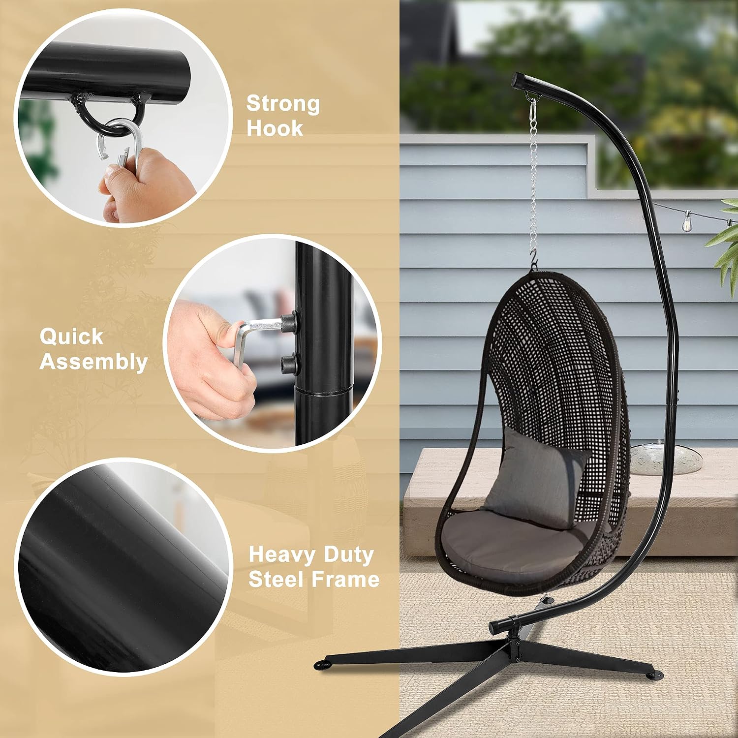 Nova Microdermabrasion Metal Hammock Hanging Stand, 360 Degree Rotation, 331 lbs Capacity