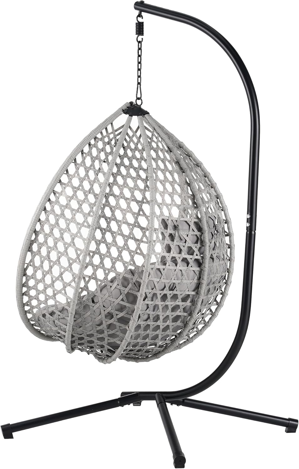 Merax Egg Hanging Chair with Stand, Indoor/Outdoor Swinging Wicker Hammock Chair for Patio, Garden, or Living Room