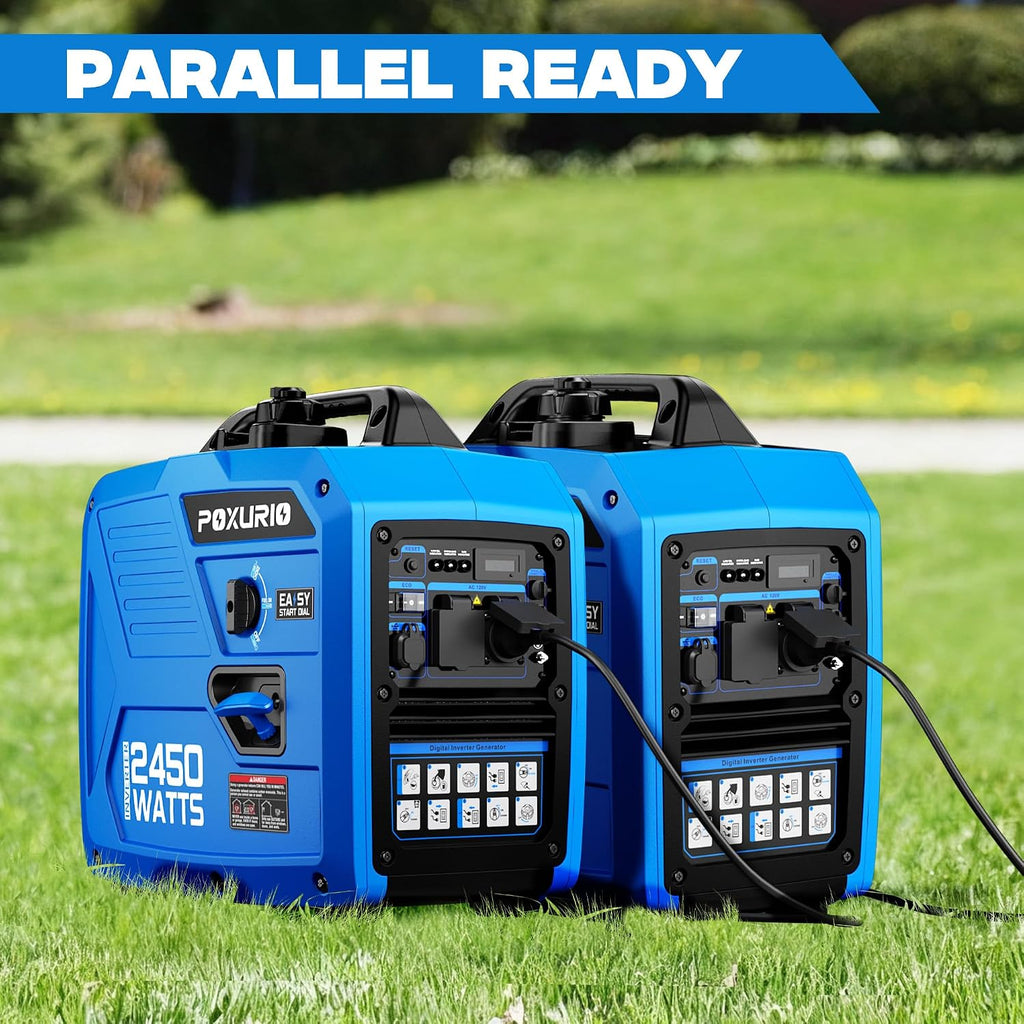 2450-Watt Portable Inverter Generator for Home Use, Super Quiet Small 120V Gas Generator for Camping, 1.6 Gallon Gas Tank for 8.3 Hours Use, EPA Compliant