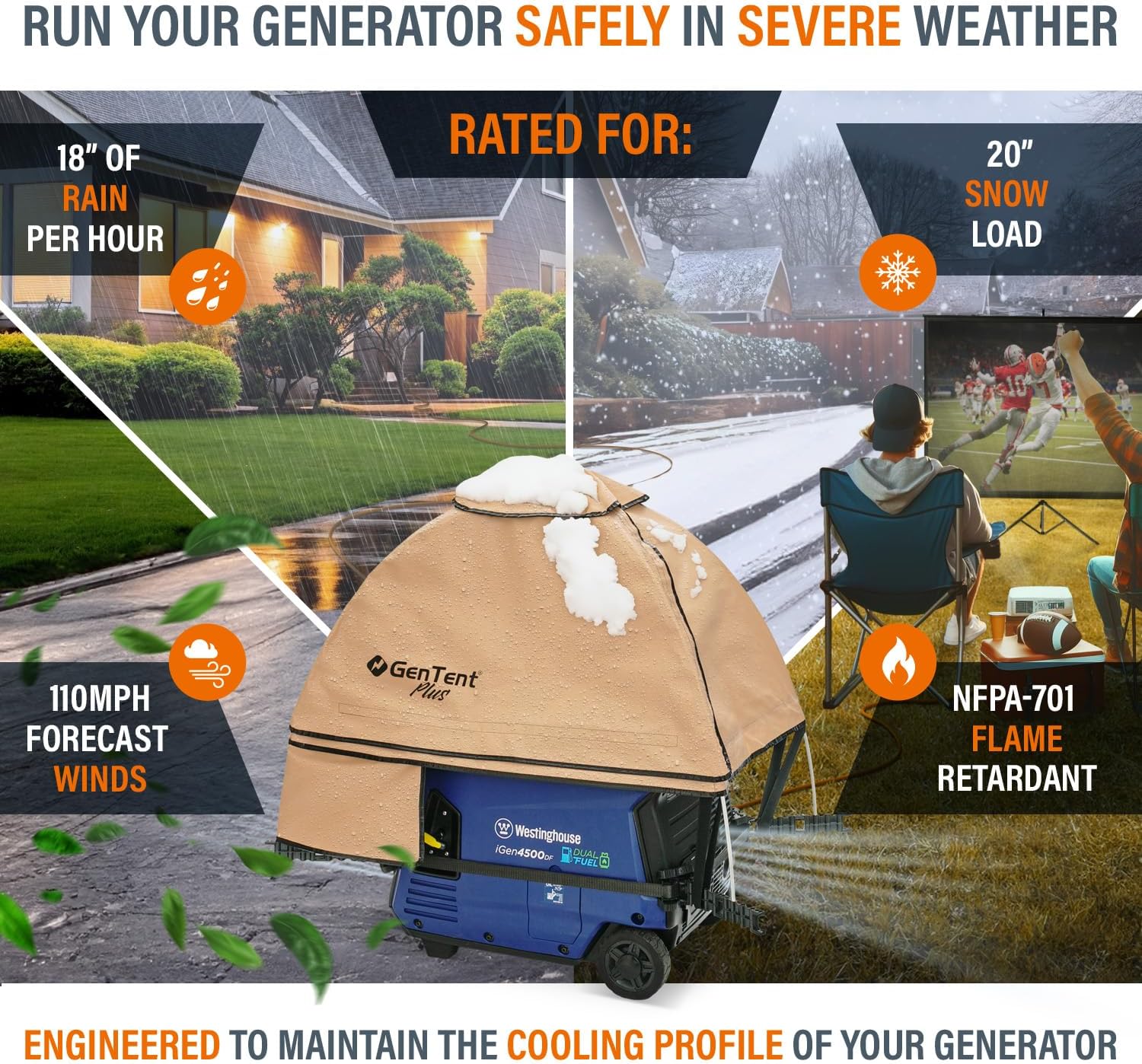 GenTent Inverter Running Cover – Generator Tent for Fully Encased Inverters (Tan, Original - Plus)