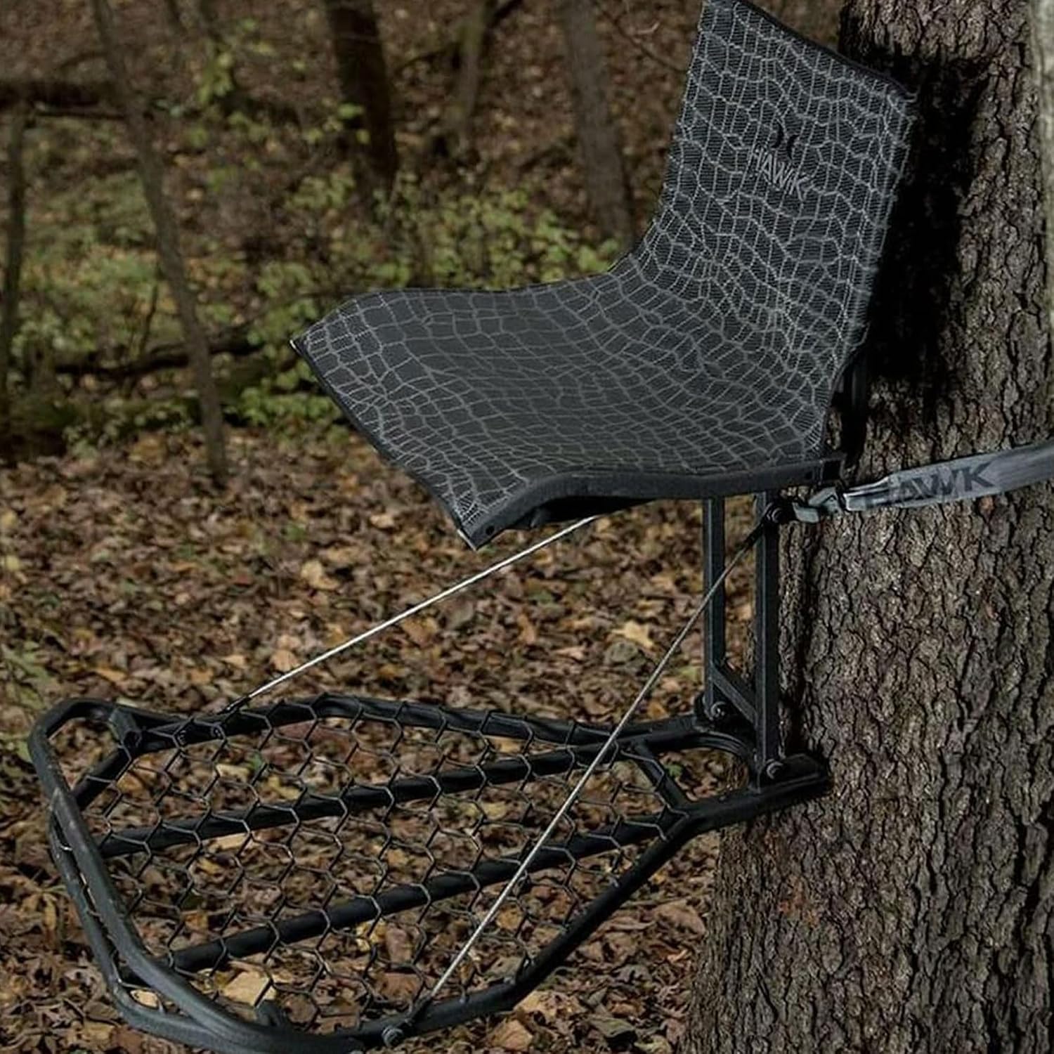 Hawk Kickback LVL Hang-On Deer Hunting Tree Stand, Deer Stand with Kick Back Footrest, XL Comfort Seat and Oversized Platform