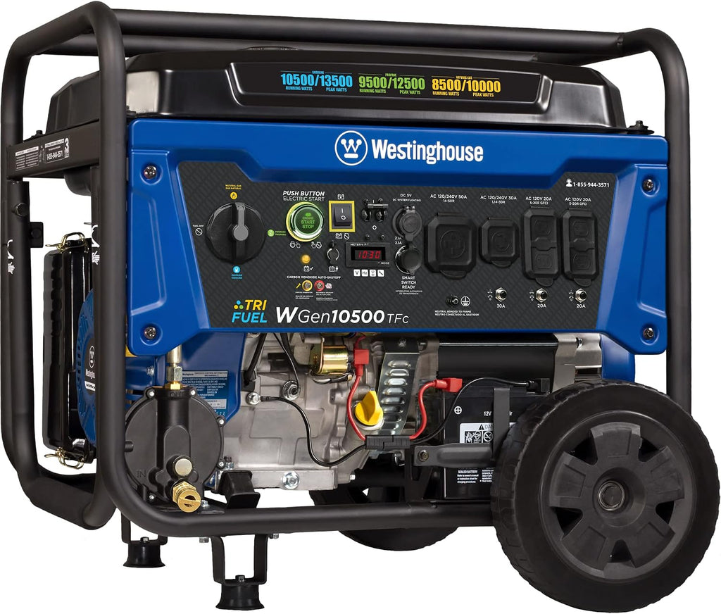 13500 Peak Watt Tri-Fuel Home Backup & Westinghouse WGenTent Generator Running Cover for Open Frame Generators,Black