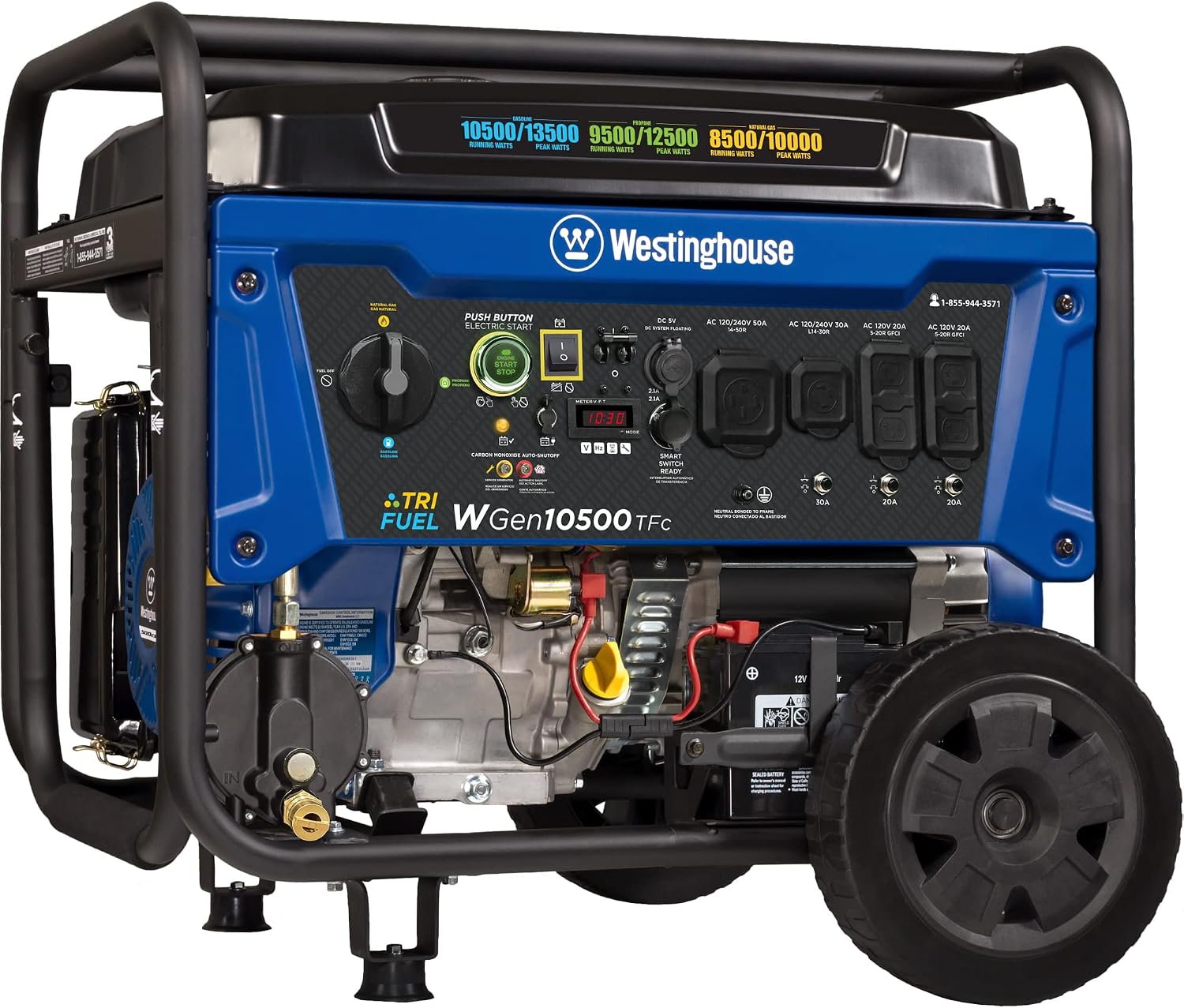 13500 Peak Watt Tri-Fuel Home Backup & Westinghouse WGenTent Generator Running Cover for Open Frame Generators,Black
