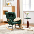 Nursery Rocking Chair,300Lb Glider Chair with Wood Legs/Two Side Pockets,Teddy Upholstered Glider Rocker with Padded Seat High Backrest for Living Room/Bedroom/Nursery