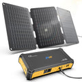 JIYHF Portable Power Station 99.9Wh with Foldable Solar Panel 30W, Laptop Charger & Backup Power with 65W USB-C PD, 100W AC Outlet, 12V DC Output, LED Light for Camping, Home Backup, Emergency, RV