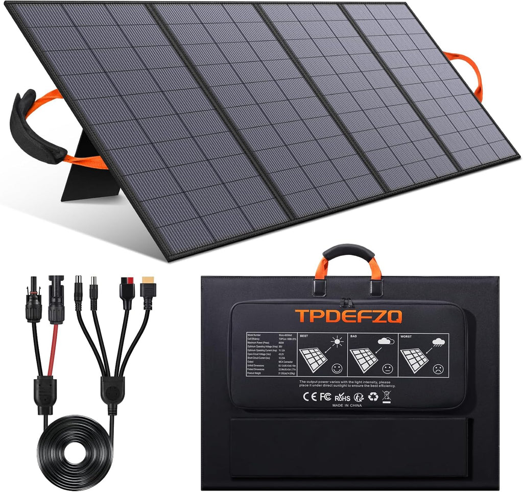 400W Portable Solar Panel for Power Station, 36V ETFE Foldable Solar Panel Charger,25% High Efficiency,MC4 Output, IP68 Waterproof, for Outdoor Camping, RV