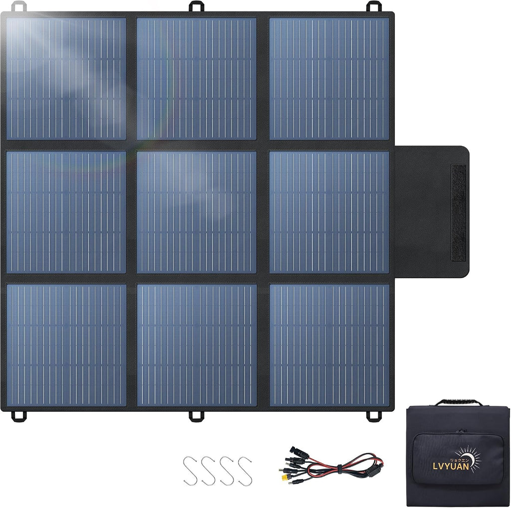 LVYUAN 300W Portable Solar Panel, 24V Foldable Blanket Solar Panel IP64 P-PERC, Upgraded 23% Efficiency for Solar Power Station Generator for Outdoor Camping Hiking, 16.5 Pounds