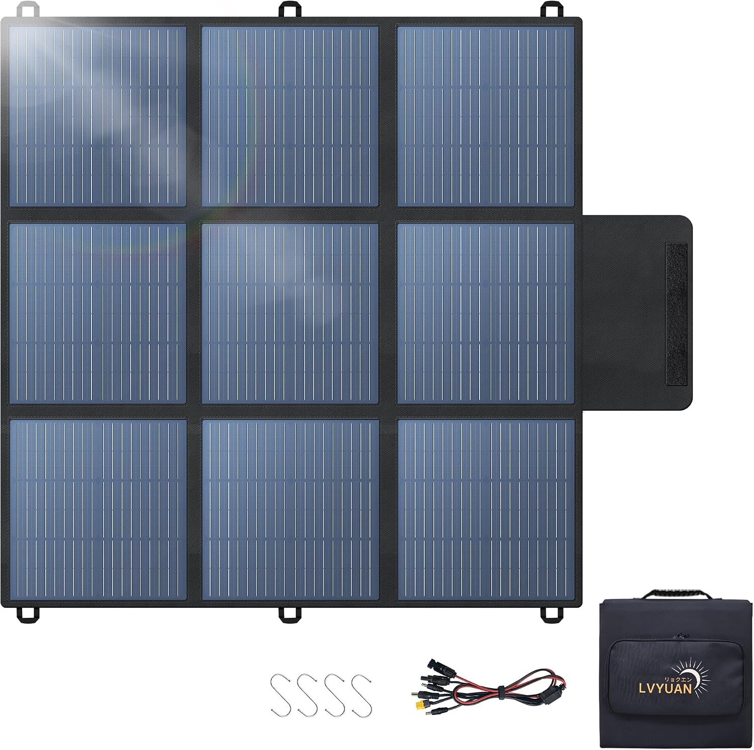 LVYUAN 300W Portable Solar Panel, 24V Foldable Blanket Solar Panel IP64 P-PERC, Upgraded 23% Efficiency for Solar Power Station Generator for Outdoor Camping Hiking, 16.5 Pounds