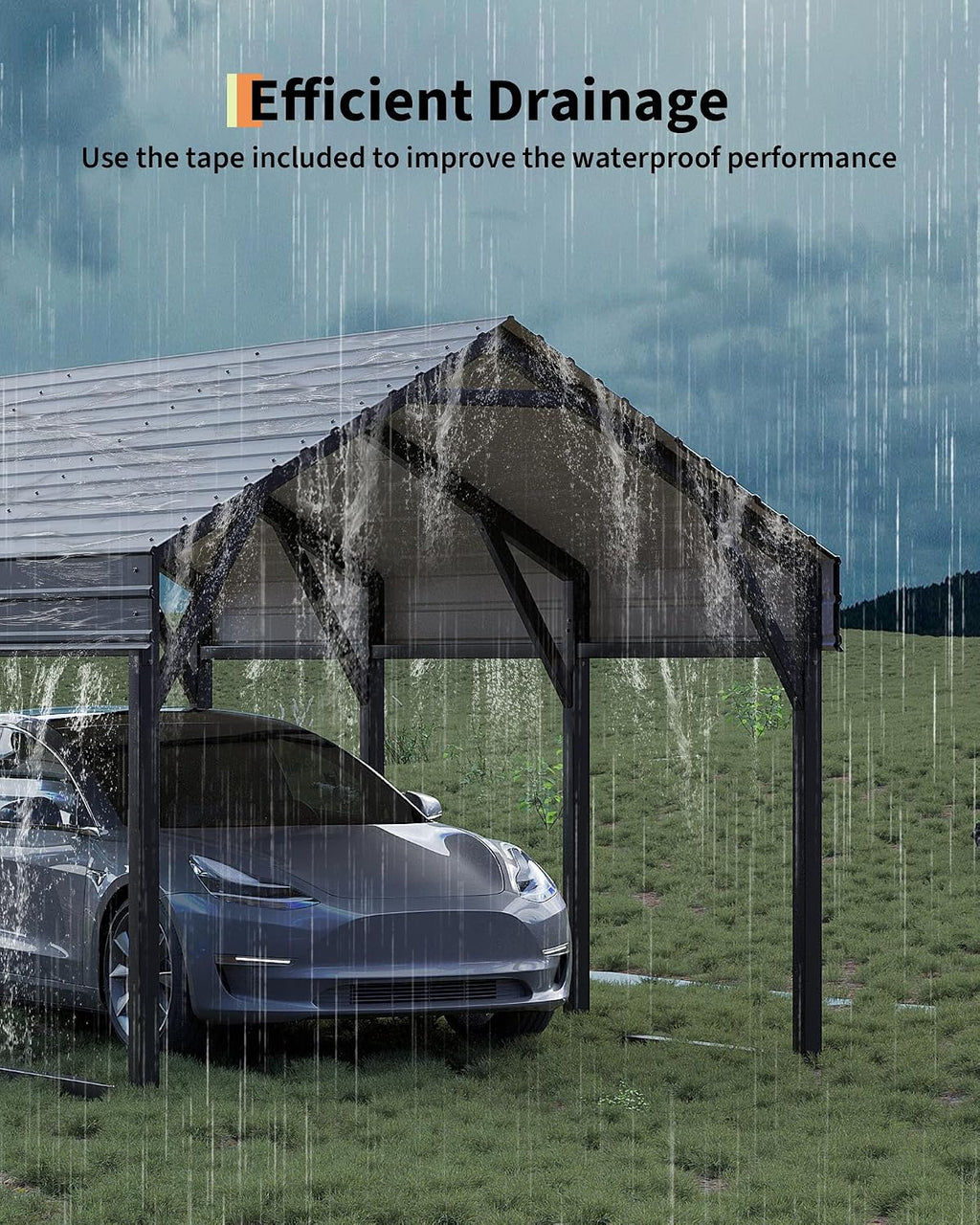 10 x 15 FT Metal Carport, Heavy Duty Carports Reinforced Frame and Steel Roof, All-Weather Shelter Canopy for Pickups, Boats, Cars, and Tractors