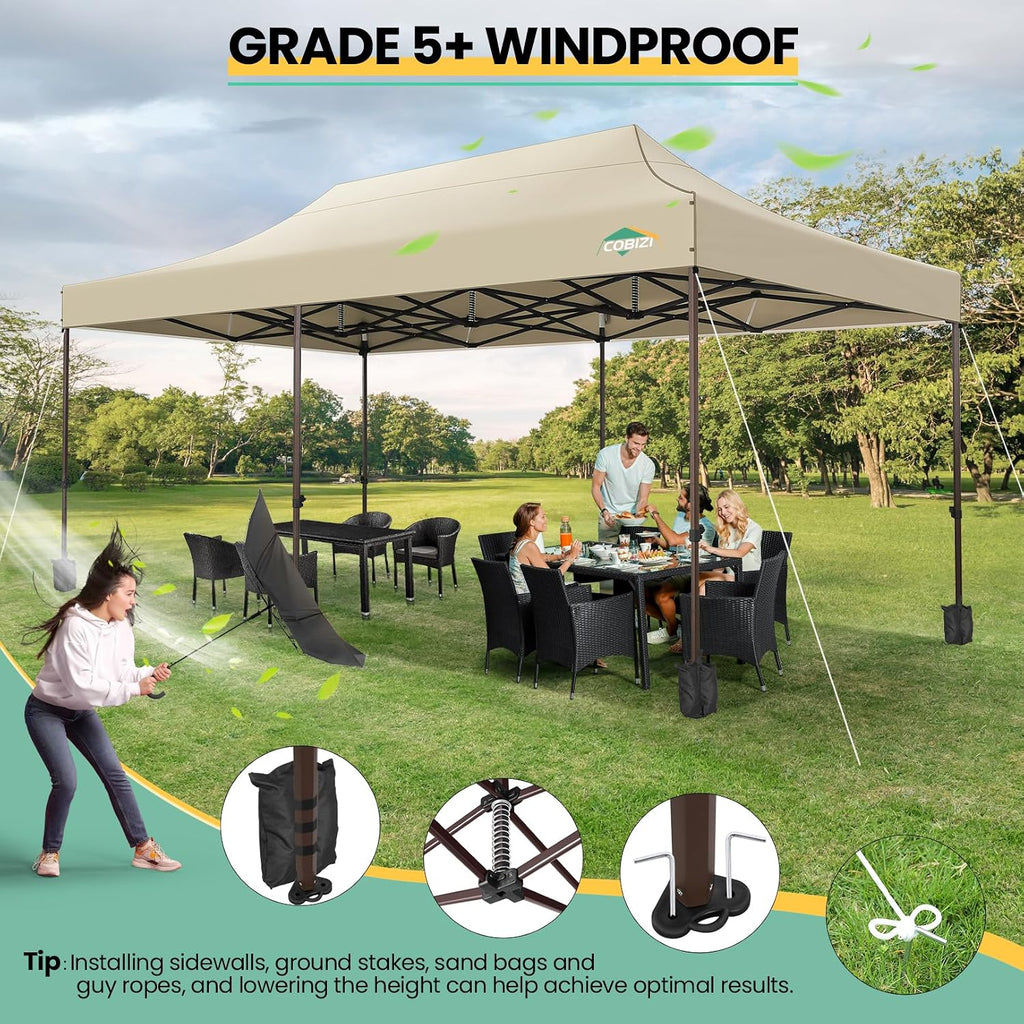 COBIZI 10x20 Pop up Canopy Without Sidewall Heavy Duty Commercial Outdoor Gazebo Easy Up Wedding Party Tents for Parties with Roller Bag, All Season Wind & Waterproof UPF50+(Upgrade Hexagonal Tube)