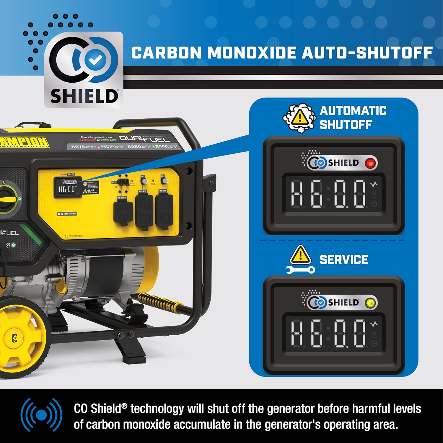 Champion Power Equipment 6875-Watt Dual Fuel Portable Generator with CO Shield®