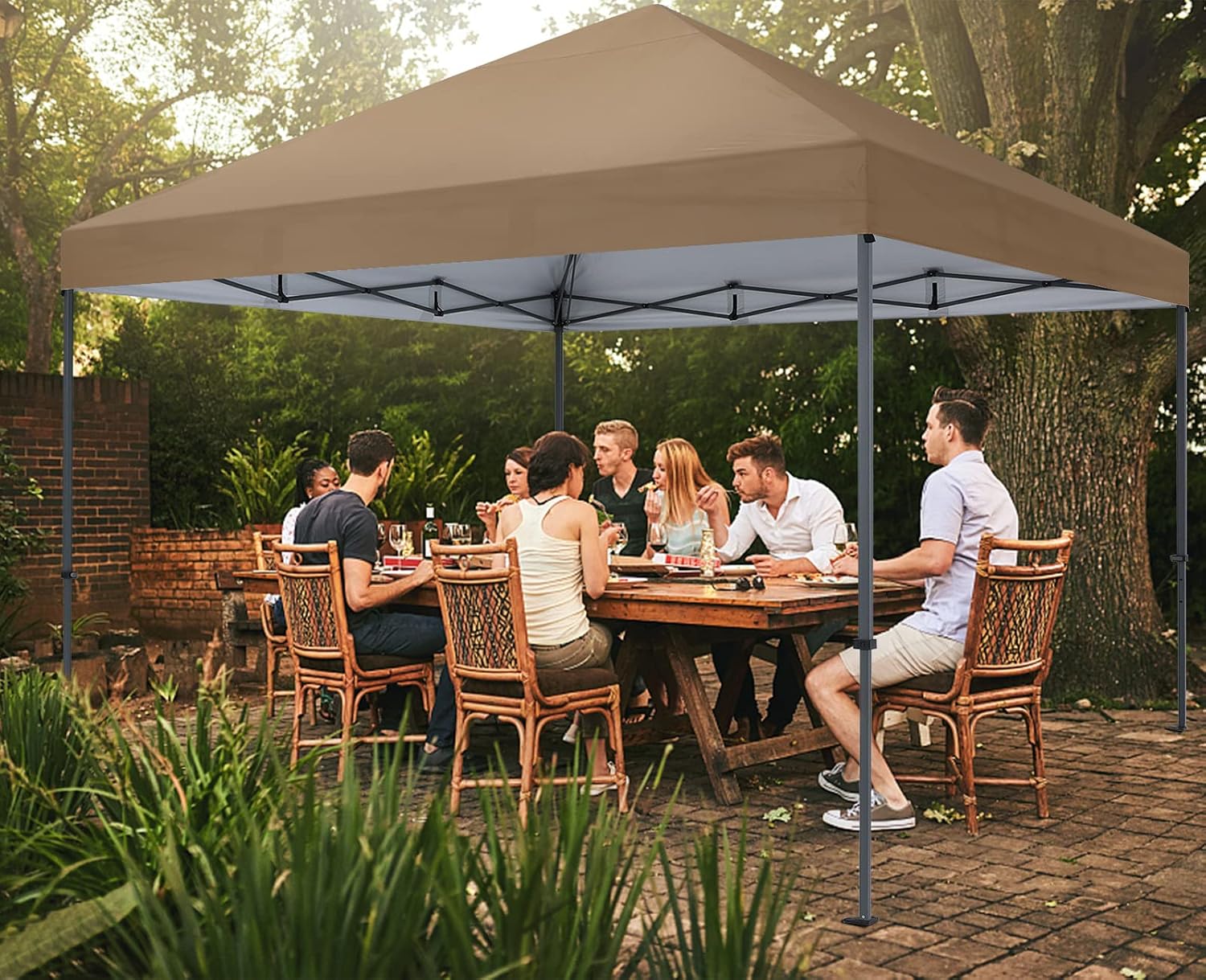 COOSHADE Durable Easy Pop Up Canopy Tent 12x12Ft(Khaki)