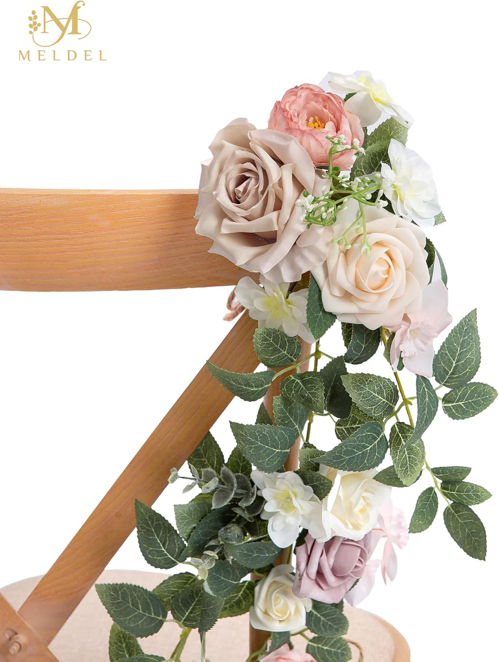 10pcs Wedding Chair Decorations Aisle Floral Swag Artificial Pew Flowers Hanging Garland White & Pink for Ceremony Reception Church Rose Floral Faux Arrangement Party Outdoor Garden Decor