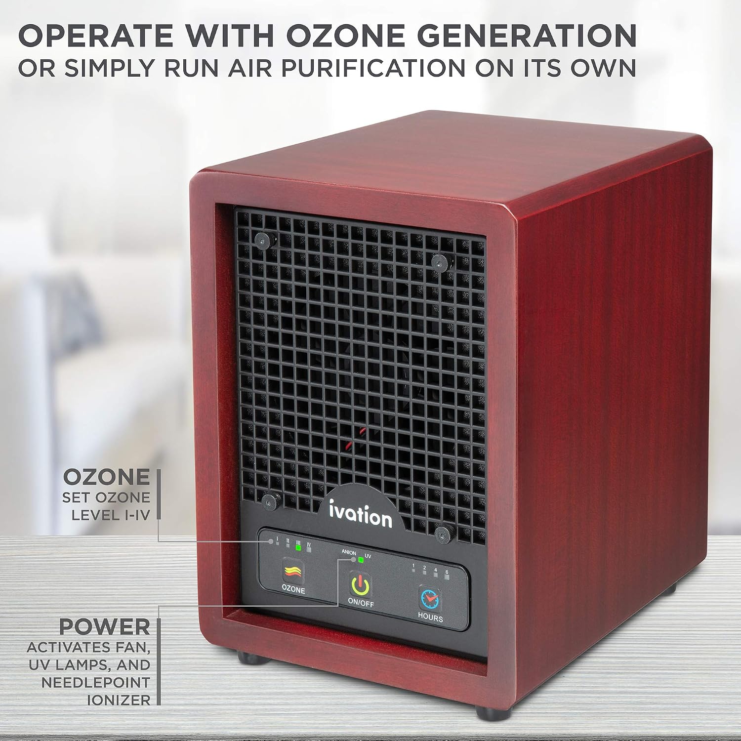 Ivation 5-in-1 Air Purifier & Ozone Generator For Up to 3,500 Sq/Ft, Ionizer & Deodorizer – Included 2 UV Lights, Photo-Catalytic and Carbon Filters, Eliminates Odors from Pets, Smoke, Food & More