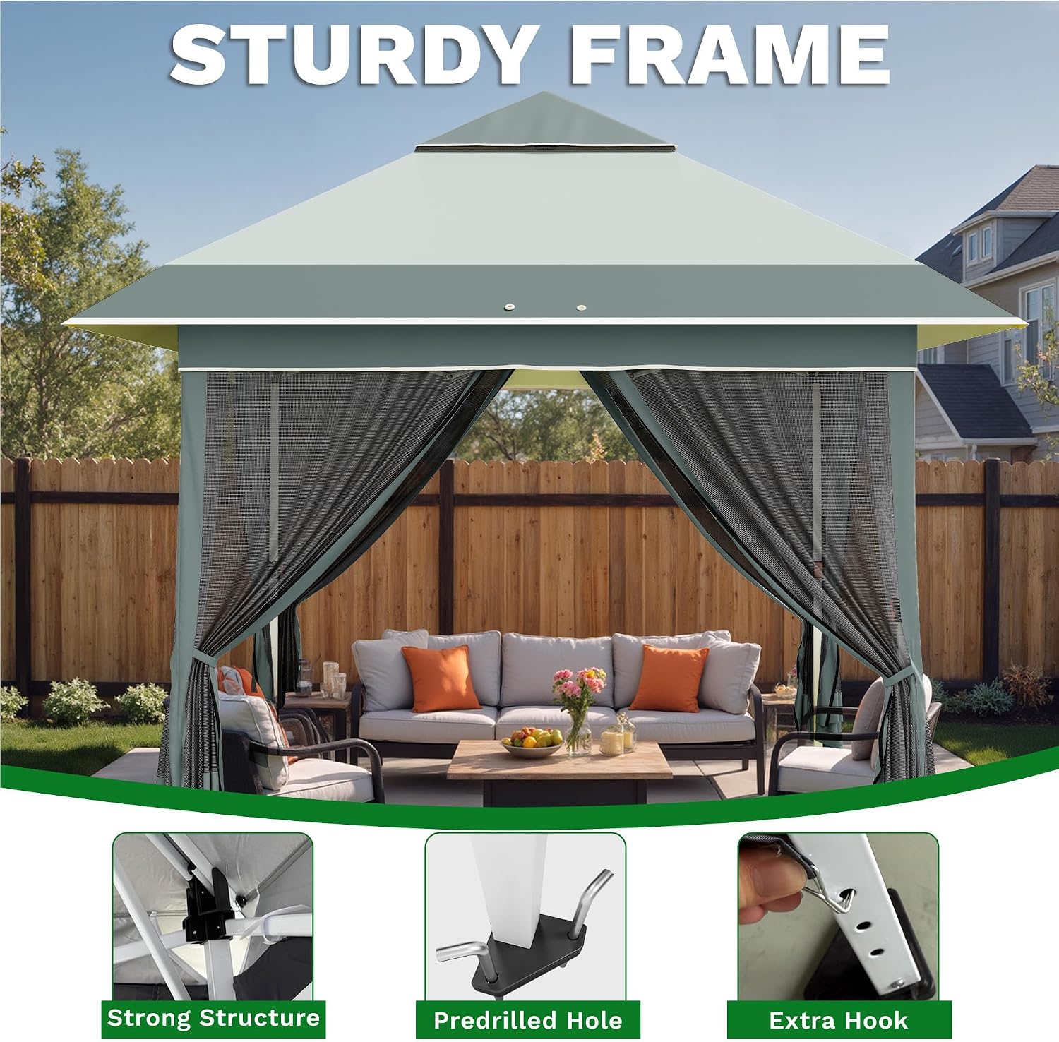 Devoko 12x12 Pop Up Gazebo Canopy Tent with Double Roof – Instant Shelter for Backyard, Garden, Party, Patio, Lawn – Portable Vented Outdoor Shade (Deep Gray)