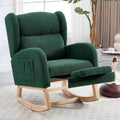 NIOIIKIT Nursery Rocking Chair with Footrest, Teddy Upholstered Glider Chair, Nursery Gliding Recliner with Side Pocket, Glider Rocker for Living Room (Green Teddy)
