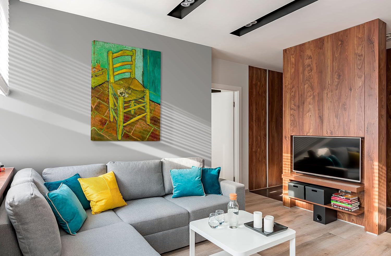 SpiritualHands Wheat Field with Cypresses Vincent Van Gogh Canvas Wall Art, The Starry Night Van Gogh Posters Self Portrait, Large Framed Wall Art Paintings for Wall Decorations for Bedroom (Vincent van Gogh Chair, 40' x 60' - Ready to Hang)