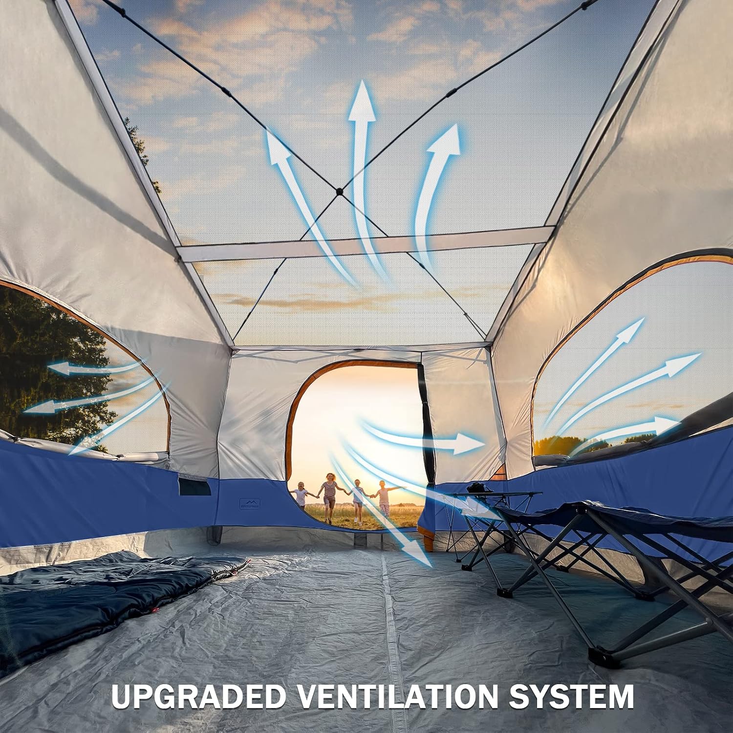KAMPKEEPER Camping Inner Tent for Pop Up Canopy, Converts 10'x10' Straight Leg Canopy into Camping Tent–Fully Vented Roof(Top & Frame NOT Included) (Navy Blue, Classic)