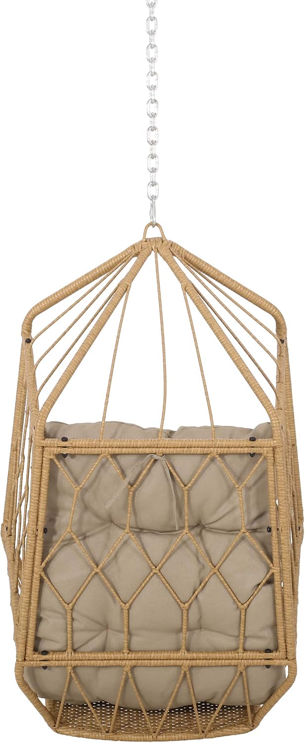 Tamara Outdoor/Indoor Hanging Chair (NO Stand) - Wicker - Light Brown/Tan