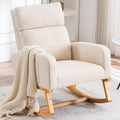 Rocking Chair Nursery - Glider Modern Accent Chairs Upholstered Linen Nursing Rocker Padded Armchair for Indoor Living Room Bedroom Beige