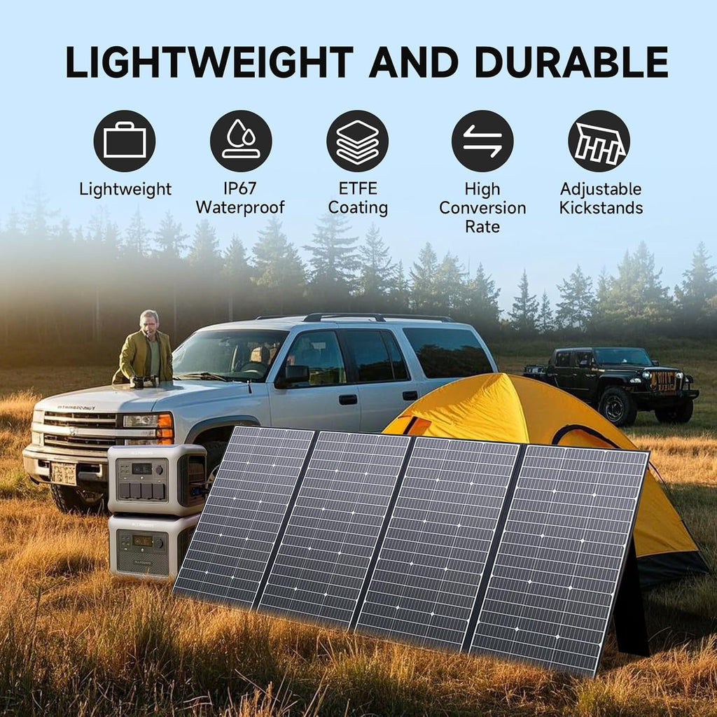 ALLPOWERS SP037 400W Portable Solar Panel, 23% Efficient IP66 Waterproof Foldable for RV Camping Home & 12V Systems, Compact Power Solution