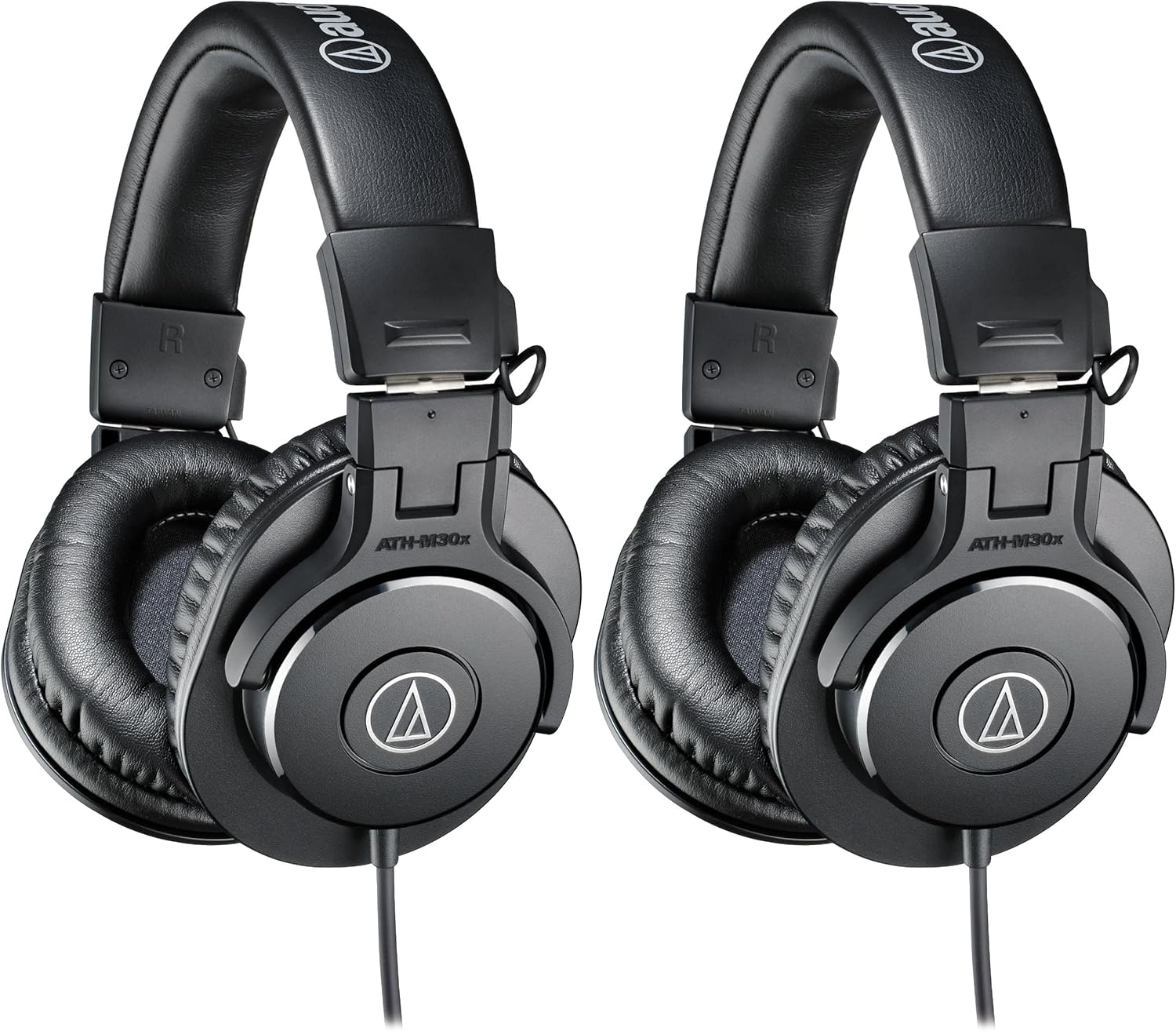 Audio-Technica ATH-M30x Professional Studio Monitor Headphones,Black,(Pack of 2)
