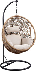 ACME Vasant Outdoor Patio Hanging Chair/Stand in Beige Fabric and Rope