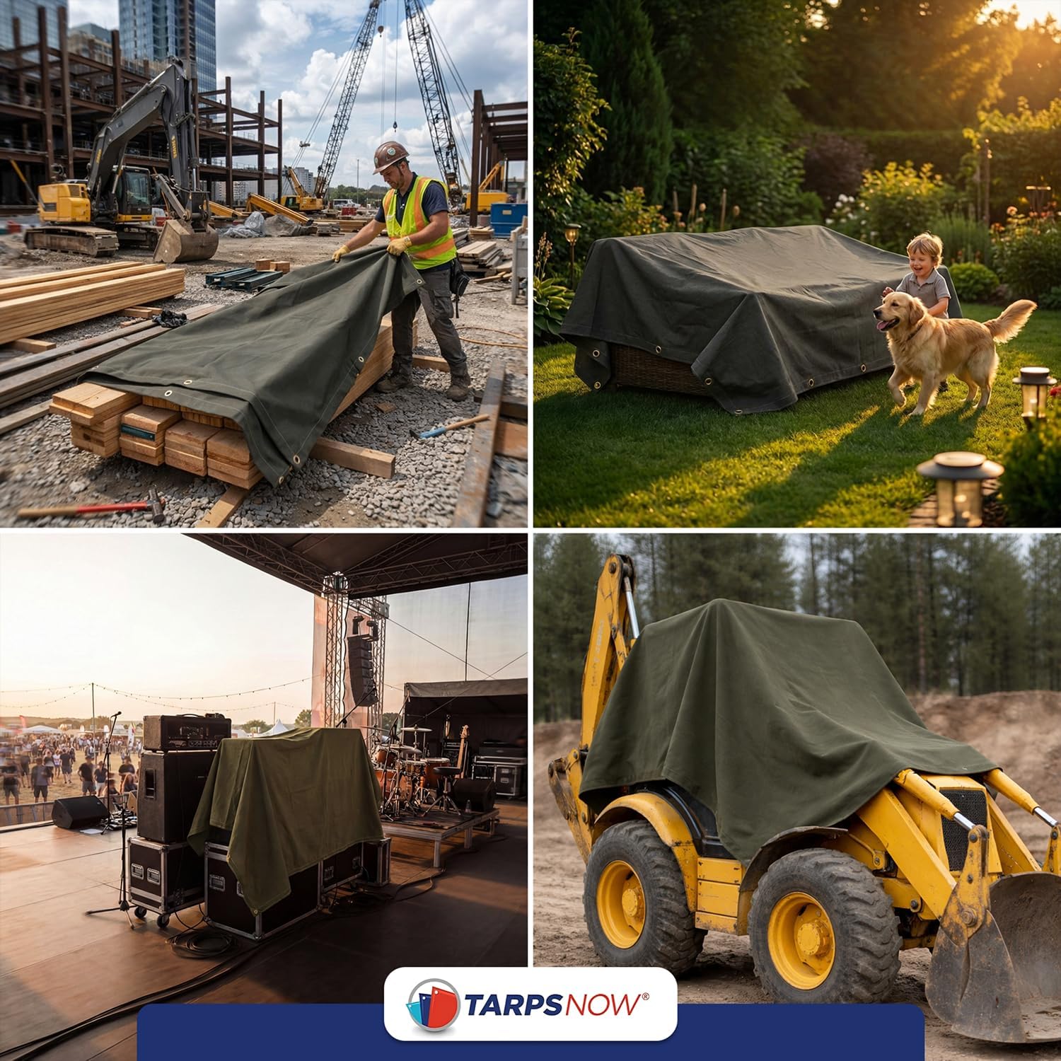 Tarps Now 10x12 Ft Fire Retardant Canvas Tarp with Brass Grommets - 27 Mil Industrial Grade Heavy Duty Tarp for Camping, Construction, Residential, and Agriculture - 16oz, Olive Drab