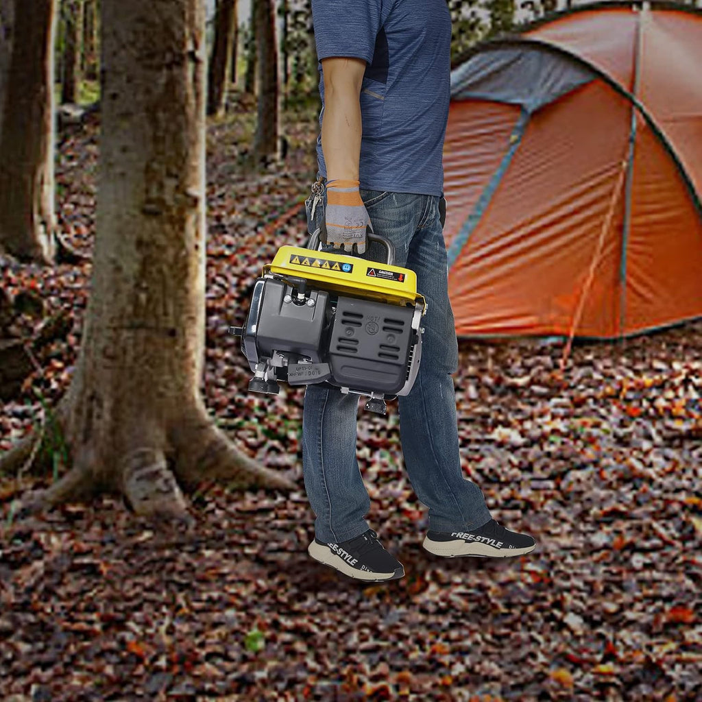 Portable Outdoor Generator, Low Noise Gas Powered Generator for Home Use, 71CC 2-Stroke Engine, 800-Watt Rated Power, EPA Compliant, Perfect for Camping & Tailgating-Yellow
