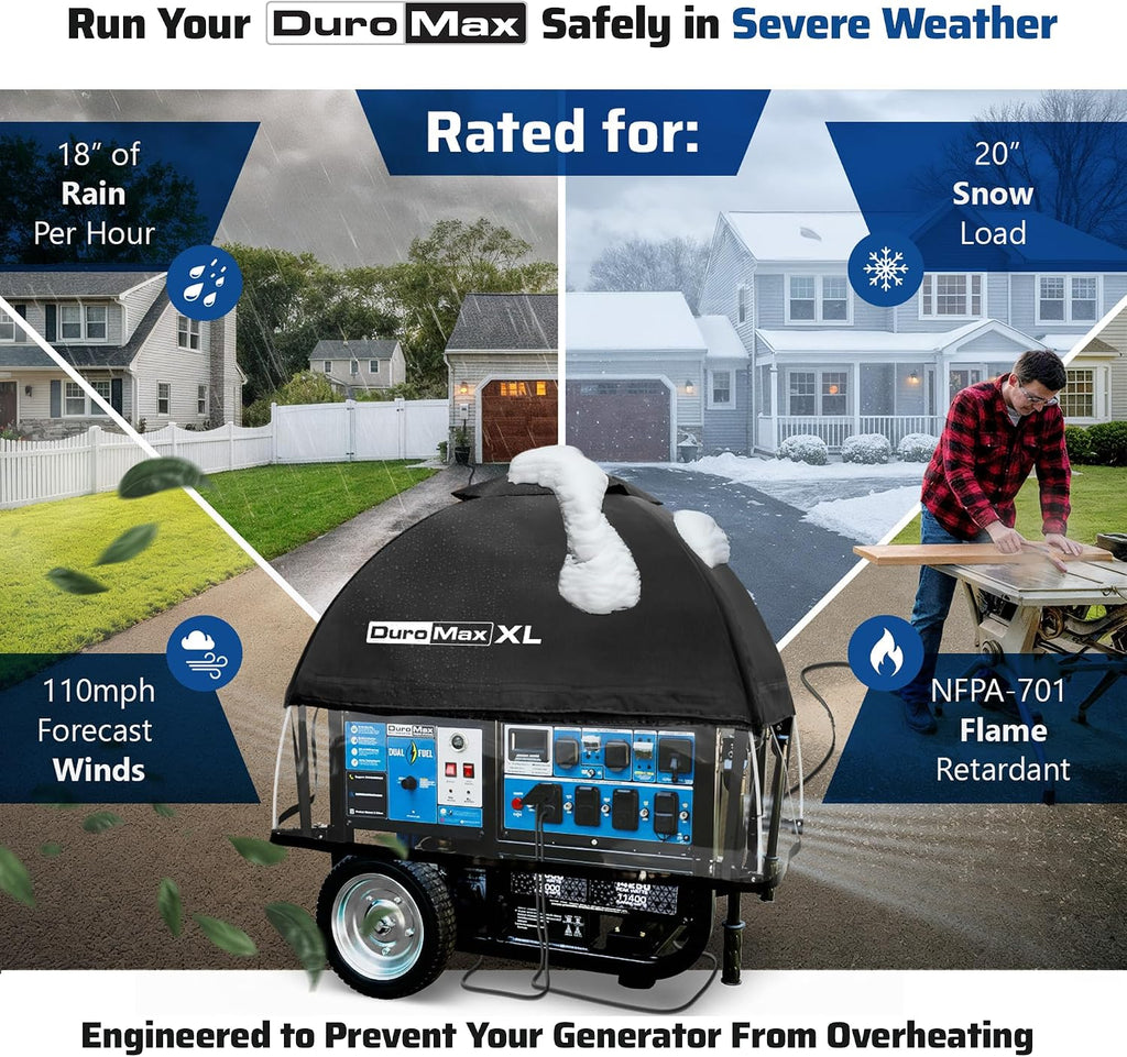 DuroMax DMX-GTX-XL XL Portable Generator Running Cover – Weatherproof Outdoor Vinyl Canopy, Fire- & Wind-Resistant, Universal Open Frame Fit