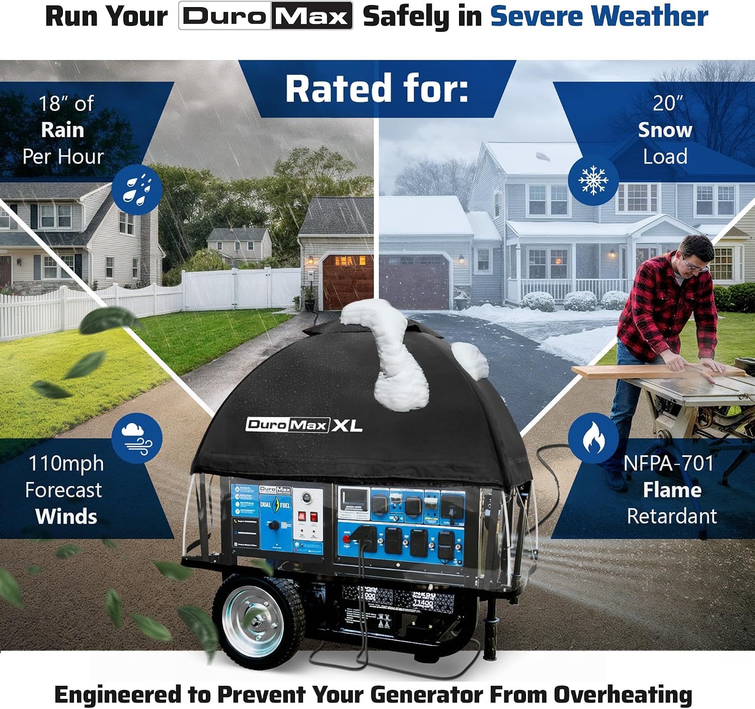 DuroMax DMX-GTX-XL XL Portable Generator Running Cover – Weatherproof Outdoor Vinyl Canopy, Fire- & Wind-Resistant, Universal Open Frame Fit