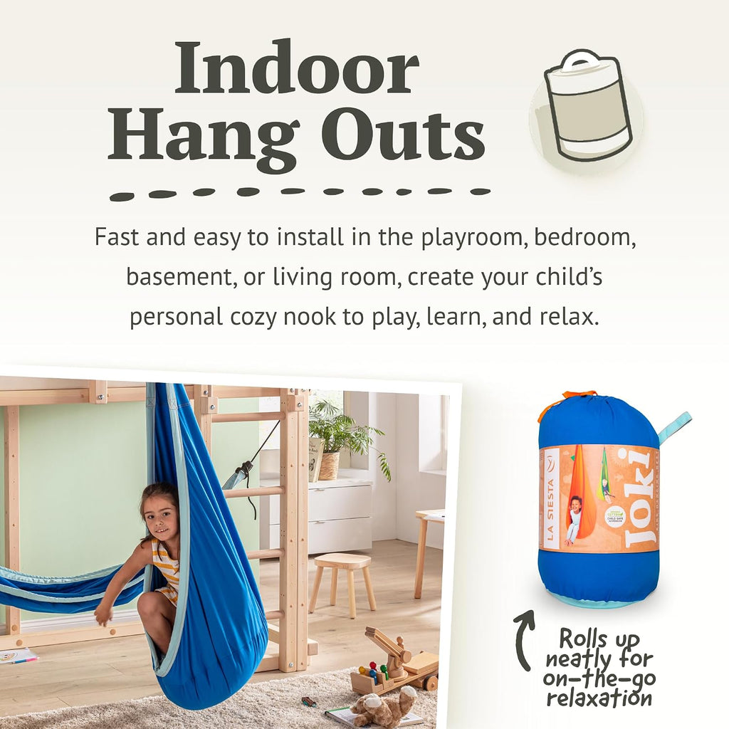 La Siesta® Joki Air Hanging Nest Sensory Swing for Kids - Weather-Resistant Outdoor Indoor Swing for Kids, Hammock Chair Pod Swing Ages 3-12 - Dolphy