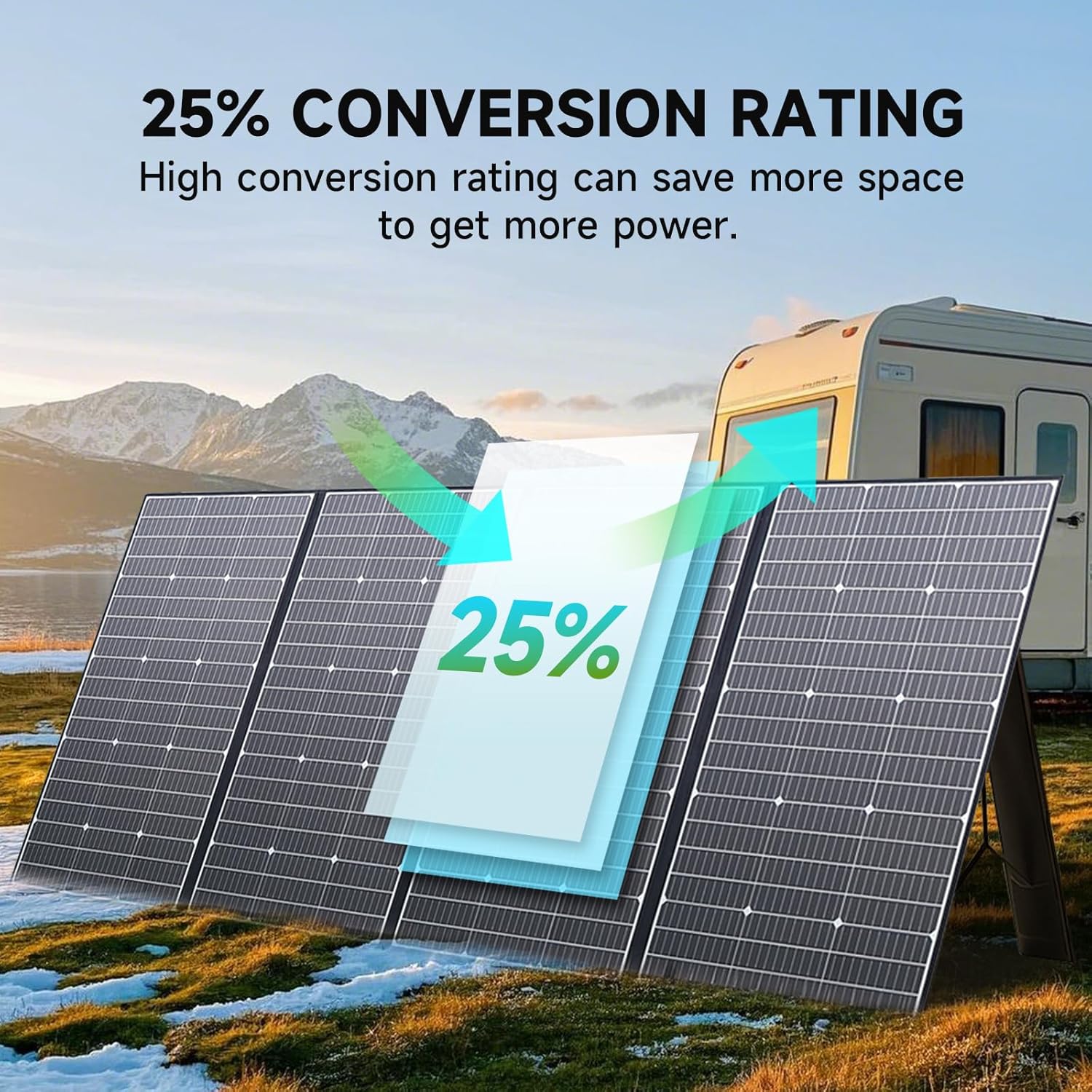 ALLPOWERS SP037 400W Portable Solar Panel, 23% Efficient IP66 Waterproof Foldable for RV Camping Home & 12V Systems, Compact Power Solution