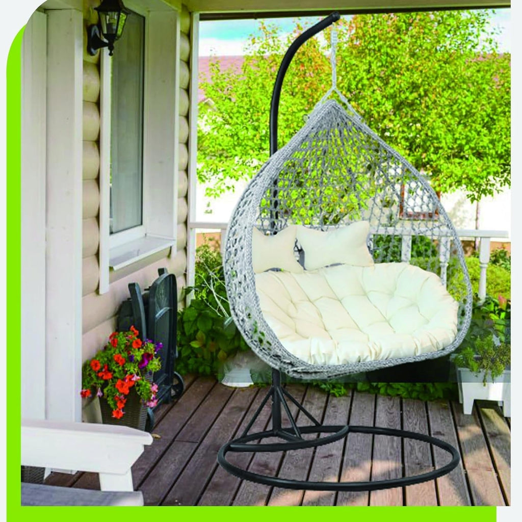 Thicken 6in Hanging Chair Cushion, Double Removable Egg Nest Shaped Basket Cushion Replacement, Waterproof Washable 2 Persons Seater Wicker Rattan Swing Seat Pads for Patio Garden, Orange