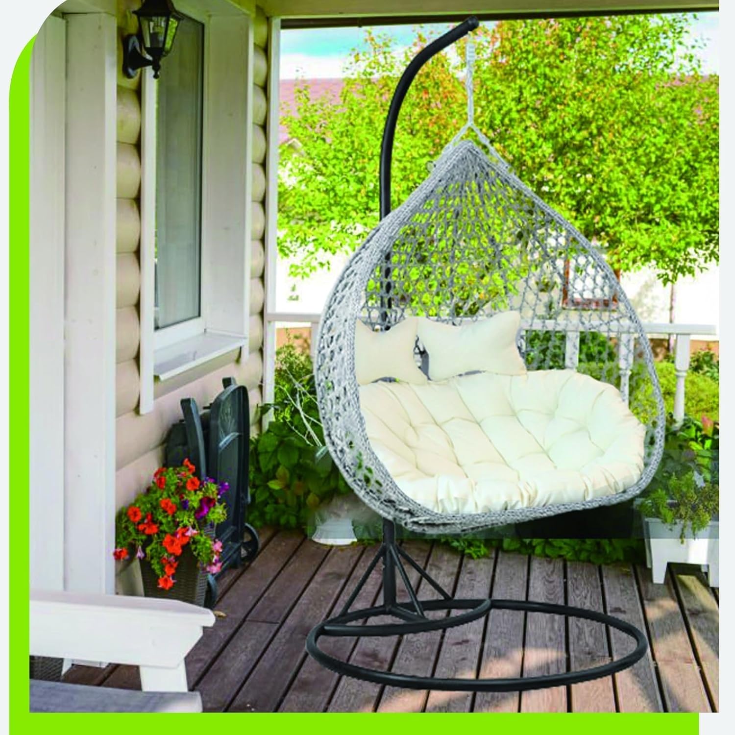 Thicken 6in Hanging Chair Cushion, Double Removable Egg Nest Shaped Basket Cushion Replacement, Waterproof Washable 2 Persons Seater Wicker Rattan Swing Seat Pads for Patio Garden, Orange