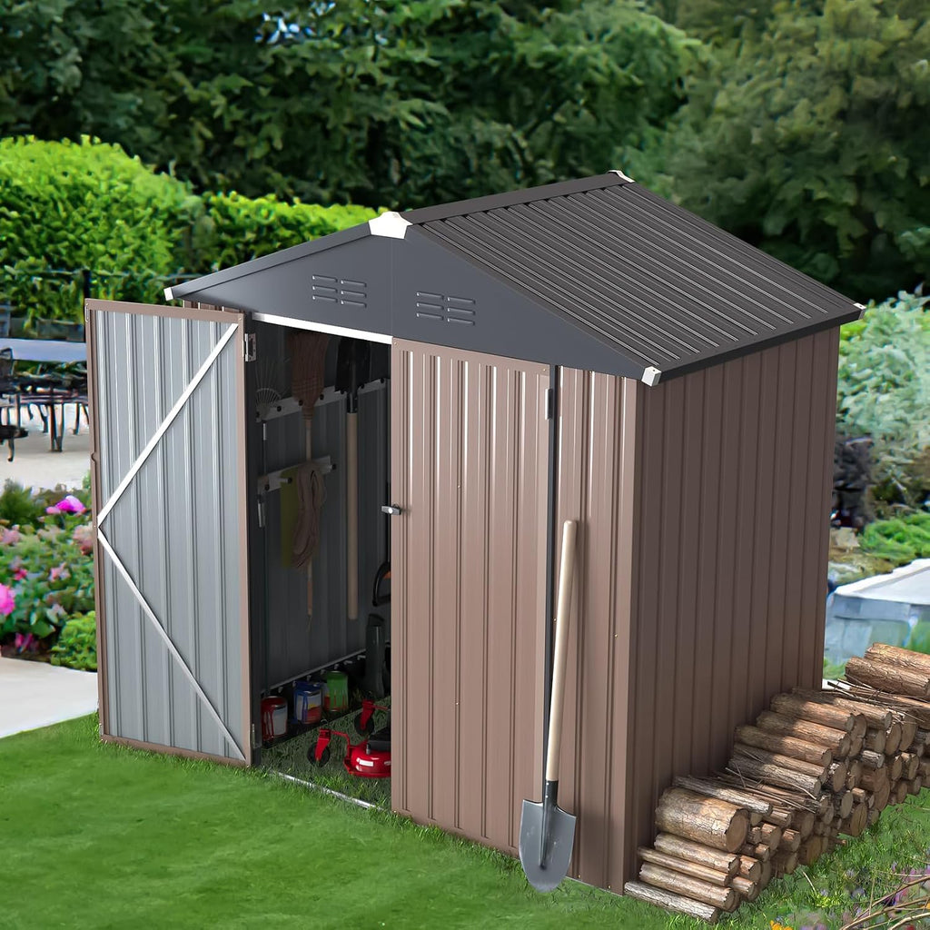 AECOJOY 6x4 Shed, Small Outdoor Metal Storage Sheds & Outdoor Storage Clearance, 4x6 Utility and Tool Garden Shed with Lockable Doors for Backyard, Patio, Outside Use