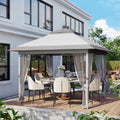 GarveeLife 12x12 Canopy Tent, Pop Up Gazebo Tent with Mosquito Netting, Outdoor Canopy with 4 Sandbags & Wheeled Bag & Height Adjustable, Pop Up Gazebo for Patio Garden Backyard Lawn Deck