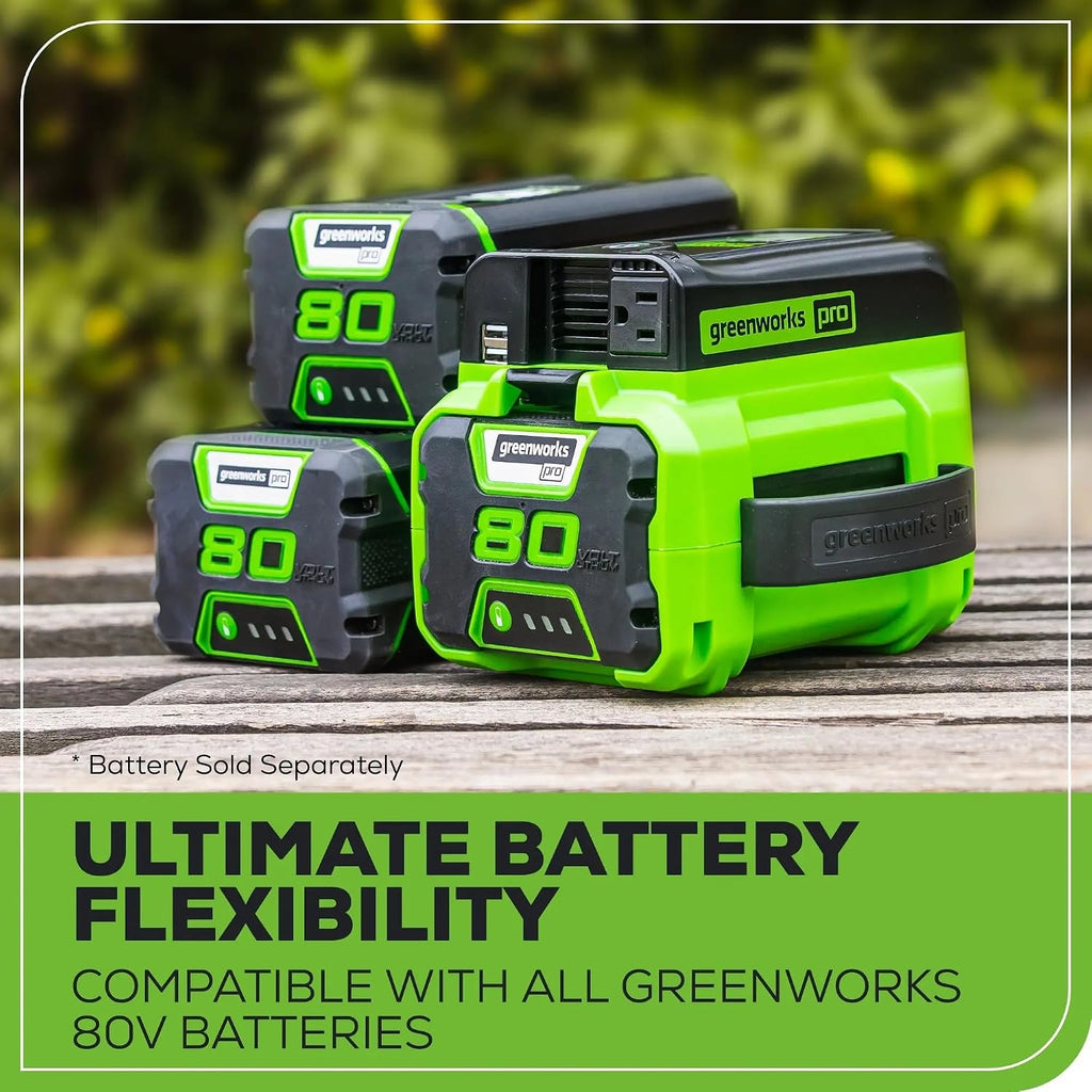 Greenworks Pro 80V (300 Watt) Power Inverter, 120V AC, for Charging Small Electronics, Smart Phones, Tablets, Small Televisions, Tool-Only, IV80A00
