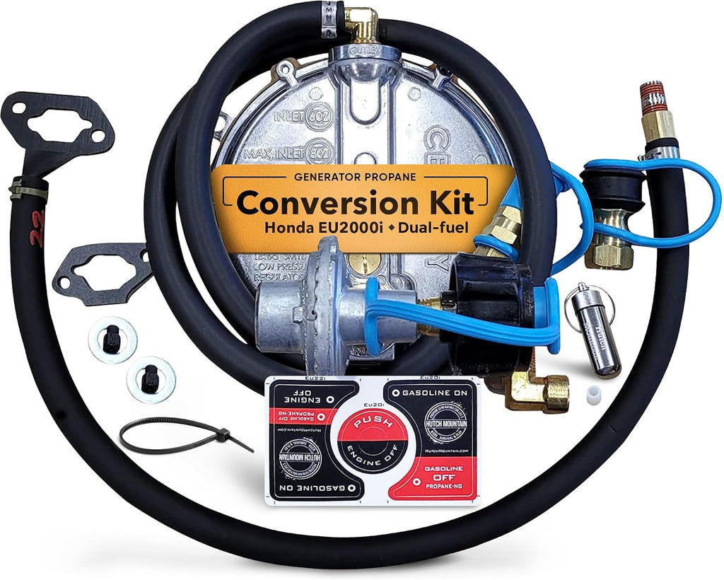 Hutch Mountain Generator Propane Conversion Kit Honda EU2000i - Dual-Fuel Conversion for Propane & Gasoline - Portable Generator Backup Kit for Home Emergencies, Camping, and RVs