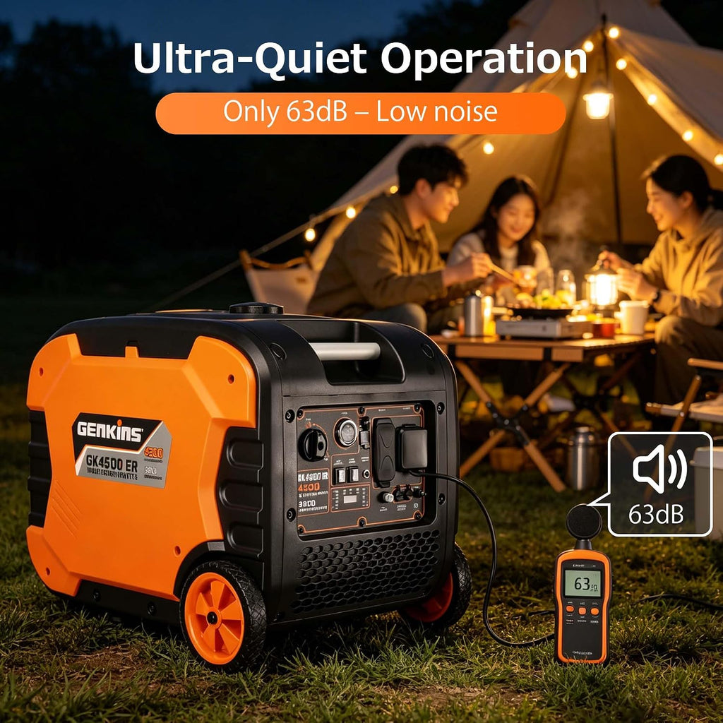 Genkins 4500W Portable Inverter Generator Gas Powered Pure Sine Wave Lightweight Quiet Electric and Remote Start Parallel Capability for Camping RV Home Backup