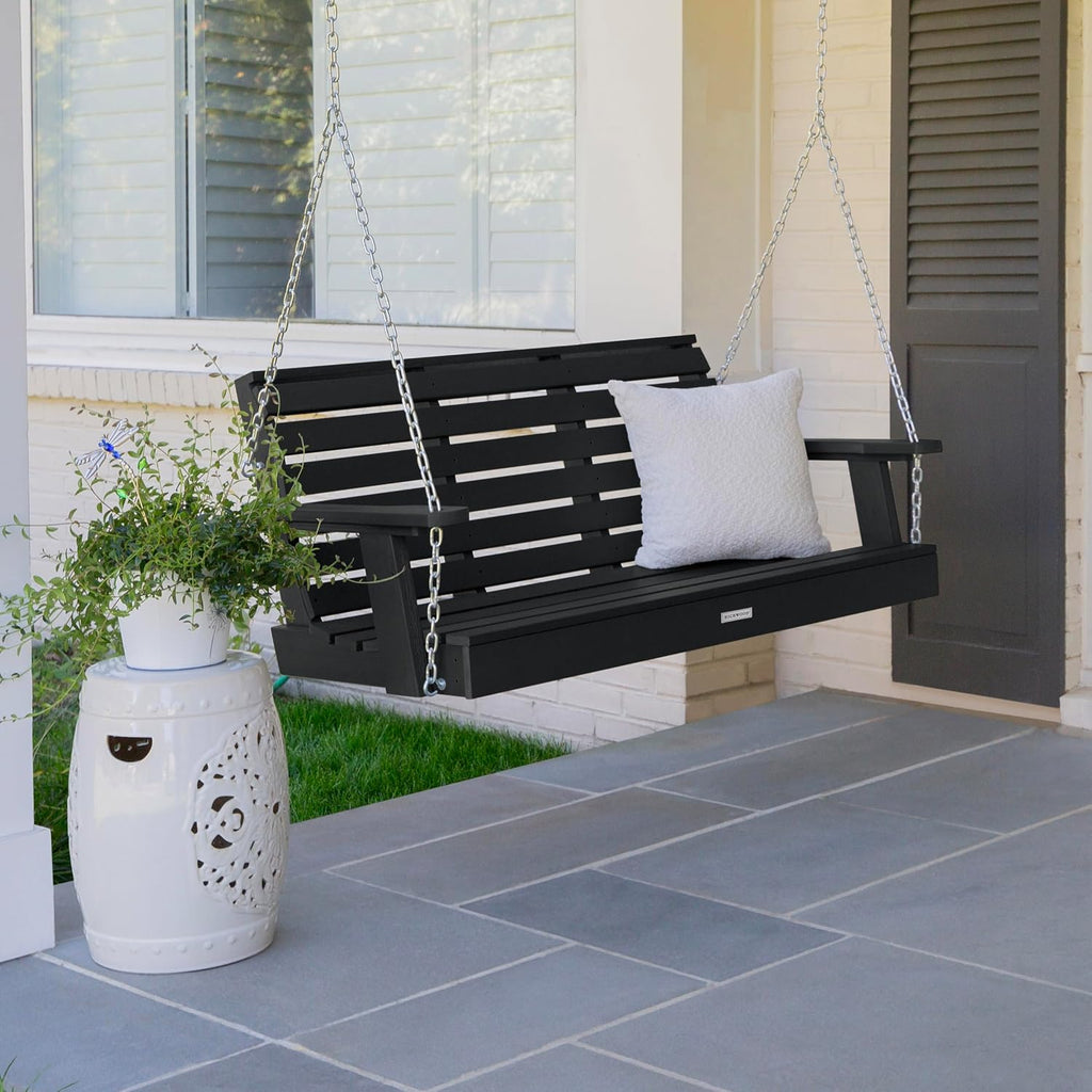 highwood Weatherly Porch Swing, 4 Feet, Black