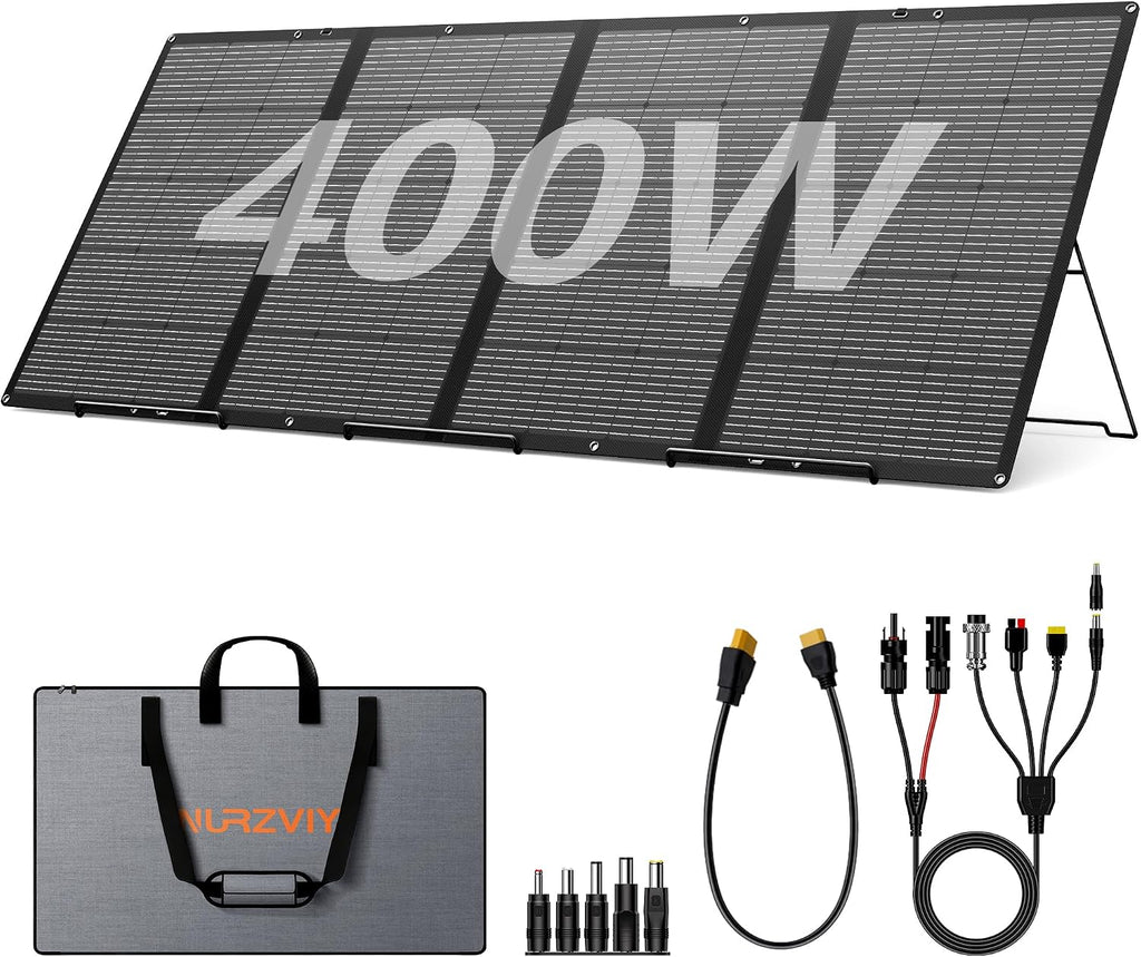 400W Portable Solar Panel for Power Station, 400 Watt 36V ETFE Foldable Solar Panel Charger, IP67 Waterproof Enhanced Kickstands for Off-Gird Outdoor Camping RV SUV Emergency Power Supply