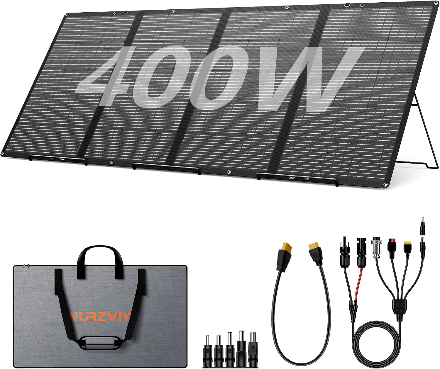 400W Portable Solar Panel for Power Station, 400 Watt 36V ETFE Foldable Solar Panel Charger, IP67 Waterproof Enhanced Kickstands for Off-Gird Outdoor Camping RV SUV Emergency Power Supply