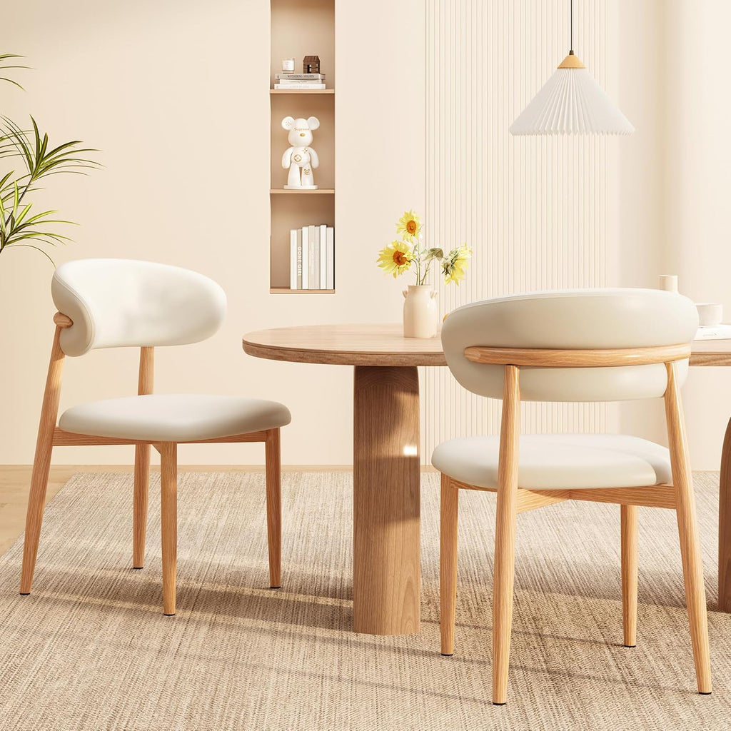 Kitchen Dining Chairs Set of 2 Modern Soft Linen Farmhouse Dining Room Chair, Beige/Original