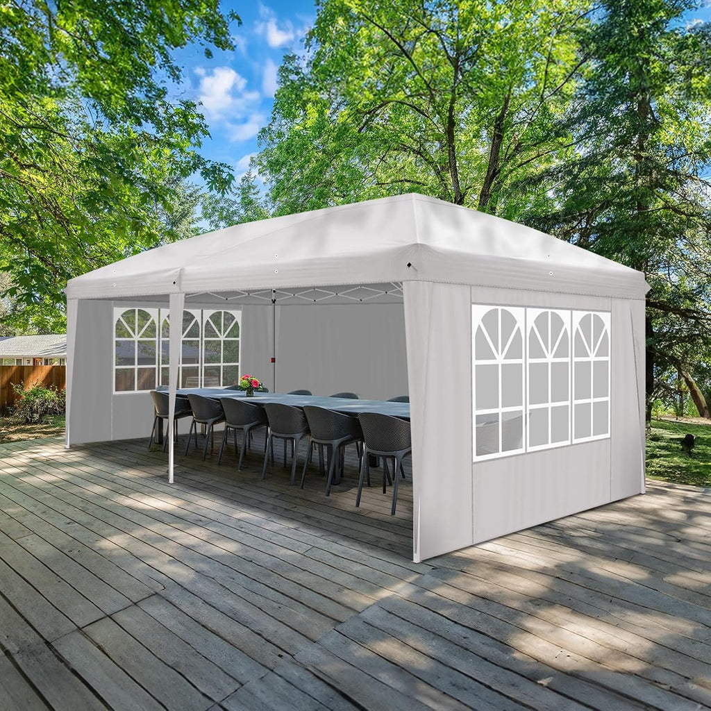 Outvita 10x20ft Pop Up Canopy Tent, Outdoor Instant Shelter Folding Canopy with 4 Side Walls and Carry Bag for Commercial Events, Party, Backyard BBQ, Camping White