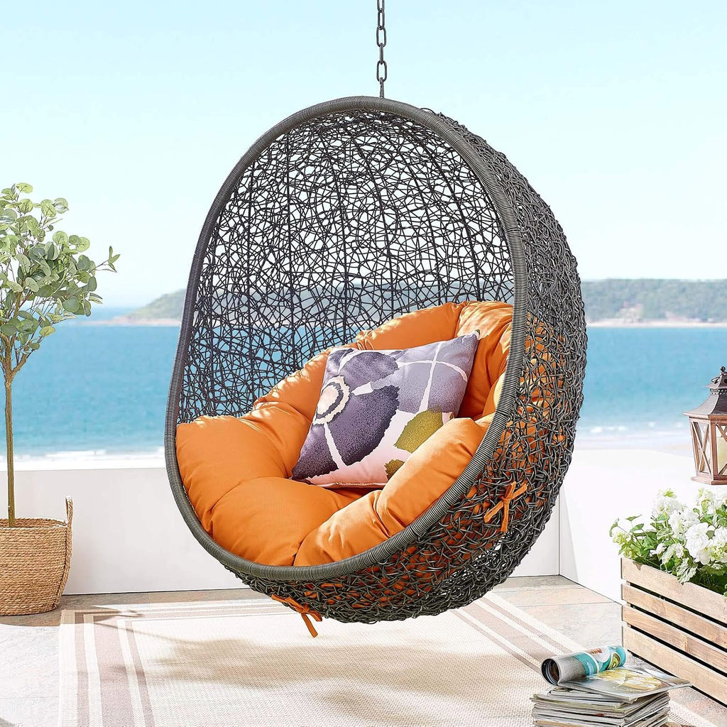 Modway Hide Outdoor Patio Swing Chair, Gray Orange