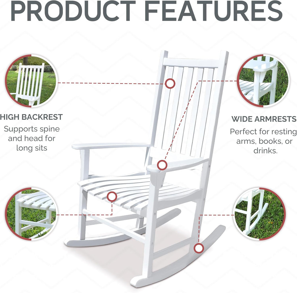 White Porch Rocker/Rocking Chair Acacia Wood