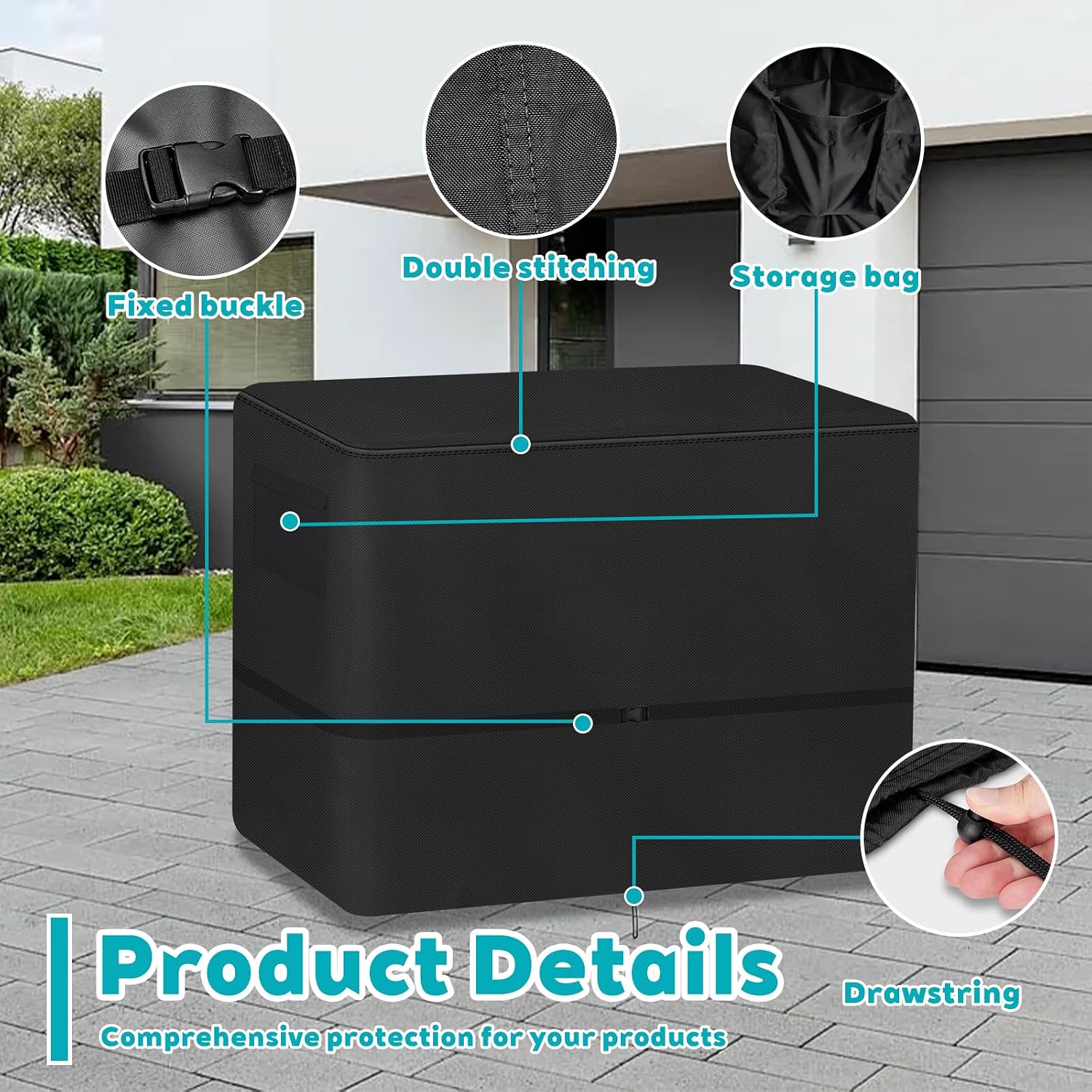 Stationary Air Compressor Generators Cover Waterproof, 600D Heavy Duty Outdoor Air Compressors Cover for AG-S1002 and Other Air Compressors of The Same Size UV, Dust, Black