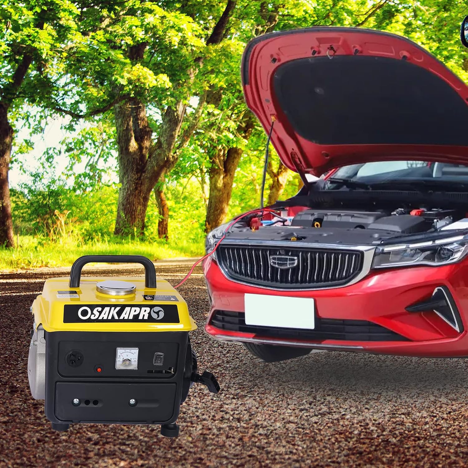 Portable Outdoor Generator, Low Noise Gas Powered Generator for Home Use, 71CC 2-Stroke Engine, 800-Watt Rated Power, EPA Compliant, Perfect for Camping & Tailgating-Yellow
